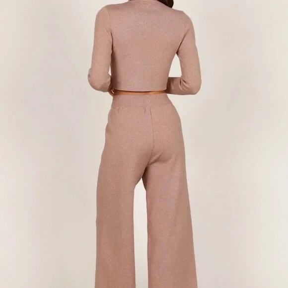 Revolve Petal & Pup Ayers wide leg knitted Y2K Set Light Pink M/L A003953 - Picture 2 of 13